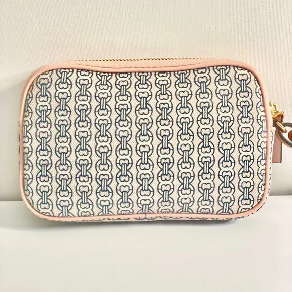 Tory Burch Gemini Link Wristlet Coastal Pink Gold Hardware H:4.2", L 7.2" - Picture 13 of 16